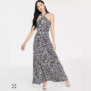 INC International Concepts Printed Keyhole-Neck Maxi Dress - Size Small
